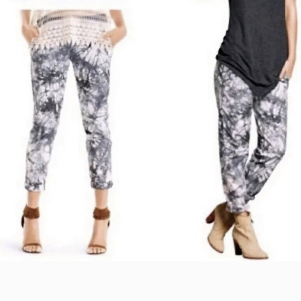 CAbi S Marble Tie Dye Joggers Gray White 5075